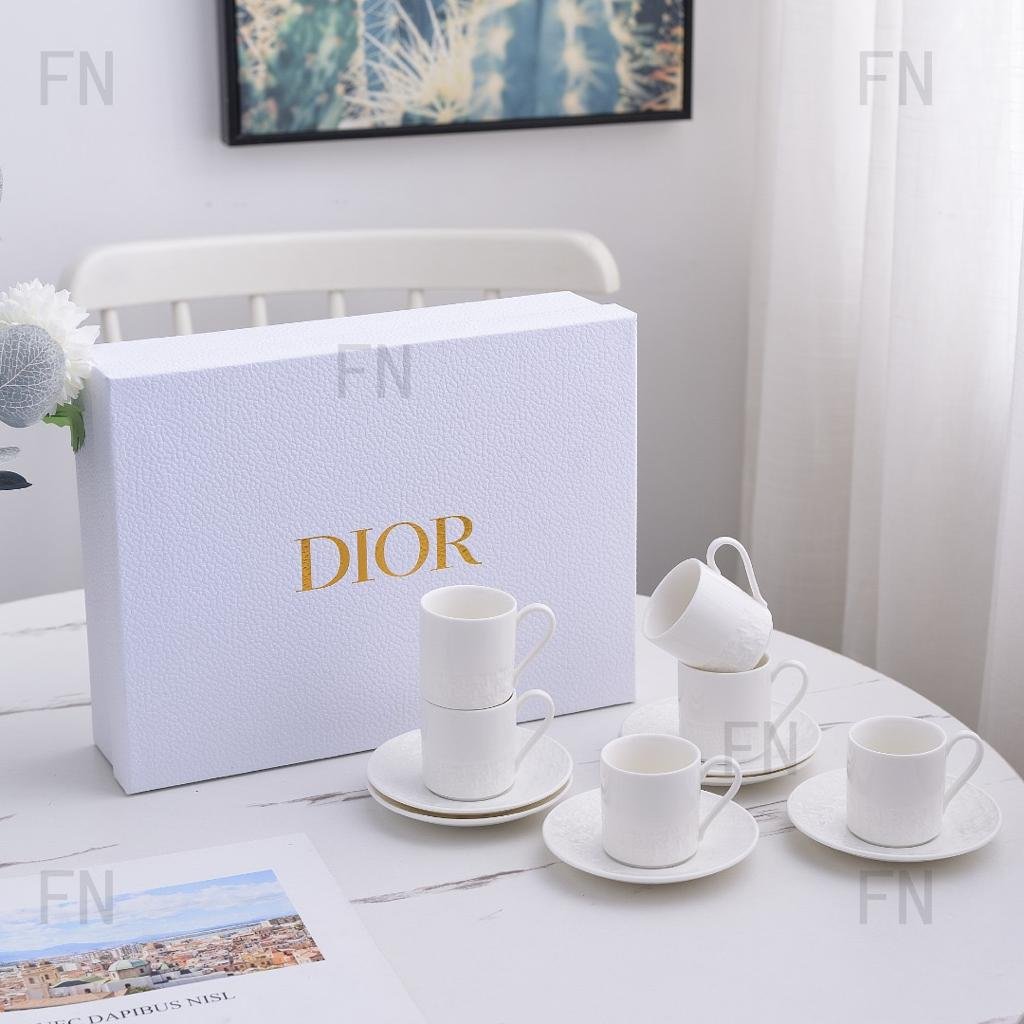 Turkish coffee set of six plain white cups - Dior Turkish Coffee Cups | Aleppo Gift UAE